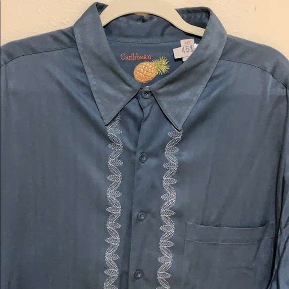 Men’s Caribbean Silk Hawaiian Button Front Shirt - Picture 1 of 8